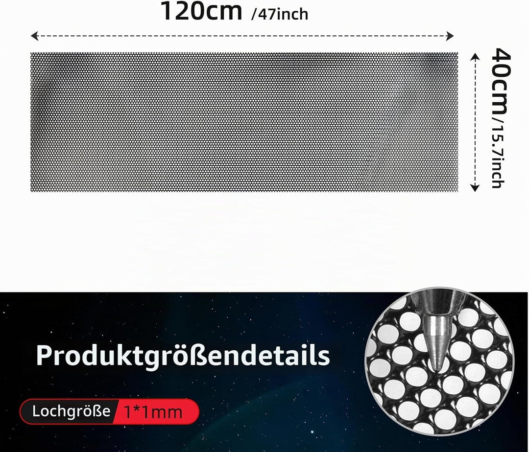 AggAuto Edelstahl Auto Grill Mesh Bildschirm, 120×40cm 304 PVC beschichtet Edelstahl Drahtgeflecht B