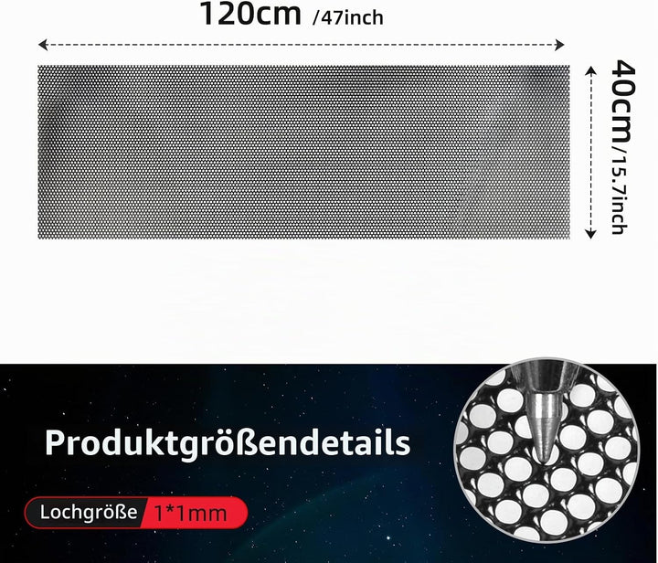 AggAuto Edelstahl Auto Grill Mesh Bildschirm, 120×40cm 304 PVC beschichtet Edelstahl Drahtgeflecht B