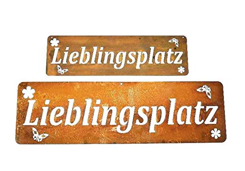 ecosoul 1 Stück Gartendeko Schild Wandschild Wanddekoration Wandtafel Lieblingsplatz Metall Rost Dek