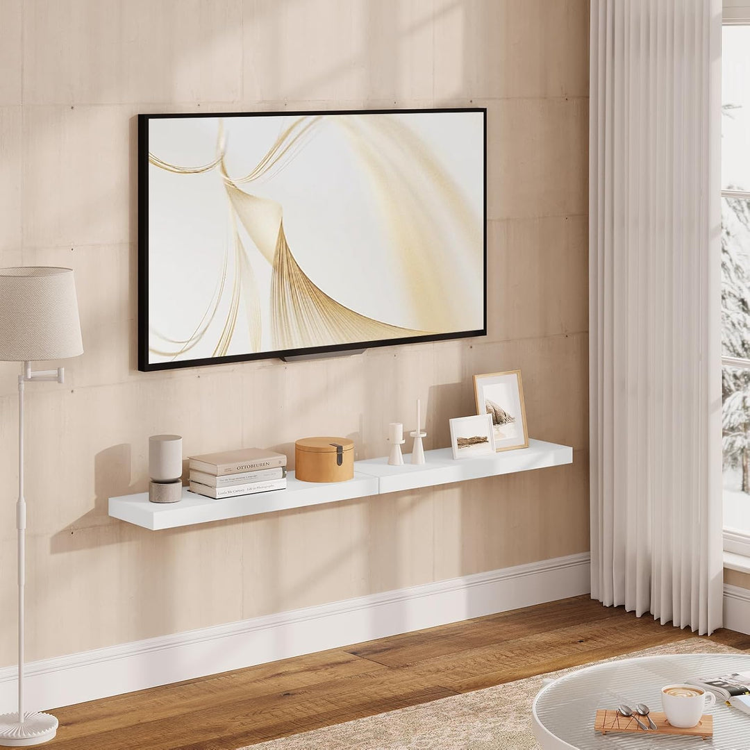 WOLTU Wandregal mit Schublade, Schweberegal Weiss, Regalbrett aus MDF, Wandboard für Wohnzimmer Schl