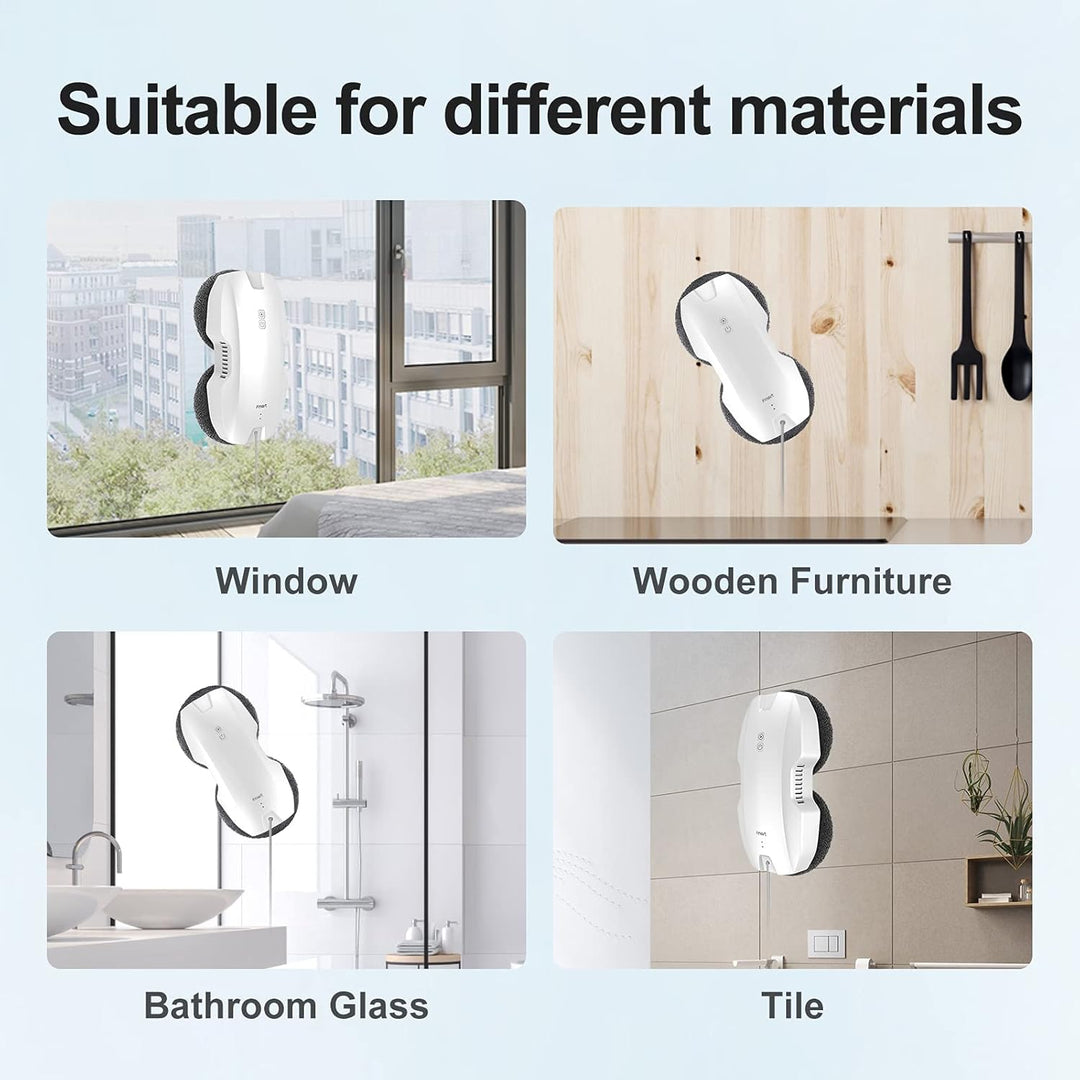 Fmart T8Pro Fensterputzroboter, Automatischer Fensterreinigung, 3800 Pa Anpassung Saugleistung, Fens