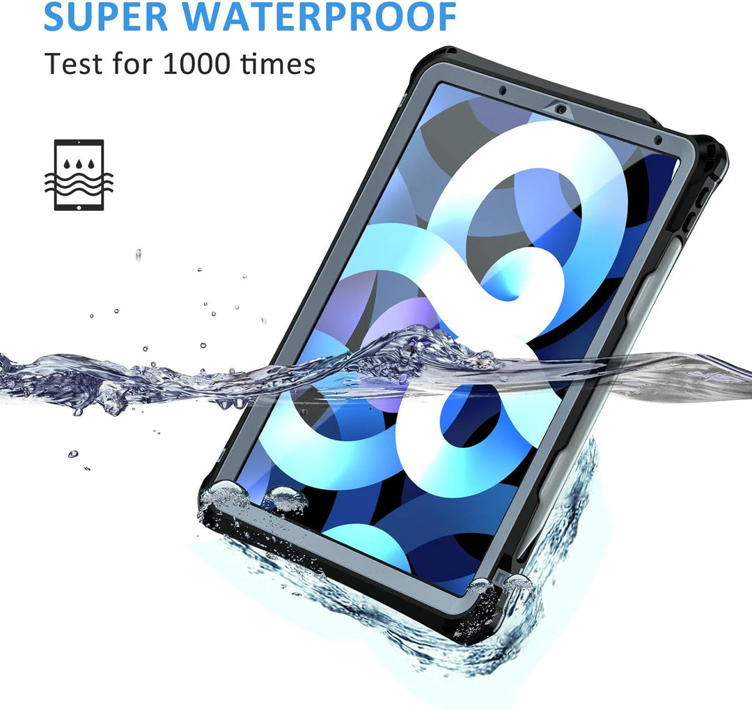 Lanhiem für iPad Air 10.9 2020 Hülle (4.Generation), 360 Grad wasserdichte Case Robuste Ganzkörper R