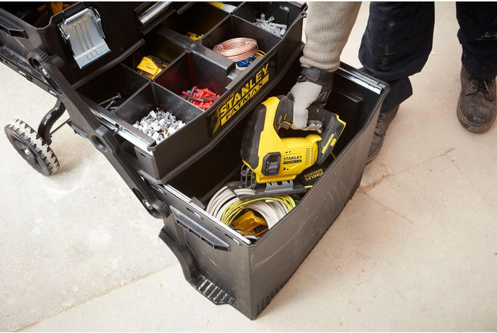 Stanley FatMax Mobile Arbeitsstation (54,9 x 73,3 x 41,3 cm, Schwerlasträder, automatische Sicherhei