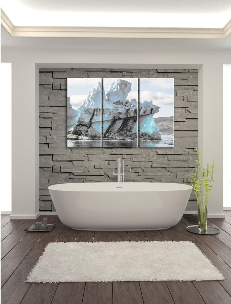 Pixxprint gigantischer Eisberg als Leinwandbild | Grösse: 3 Teilig (120x80) | Wandbild| Kunstdruck |