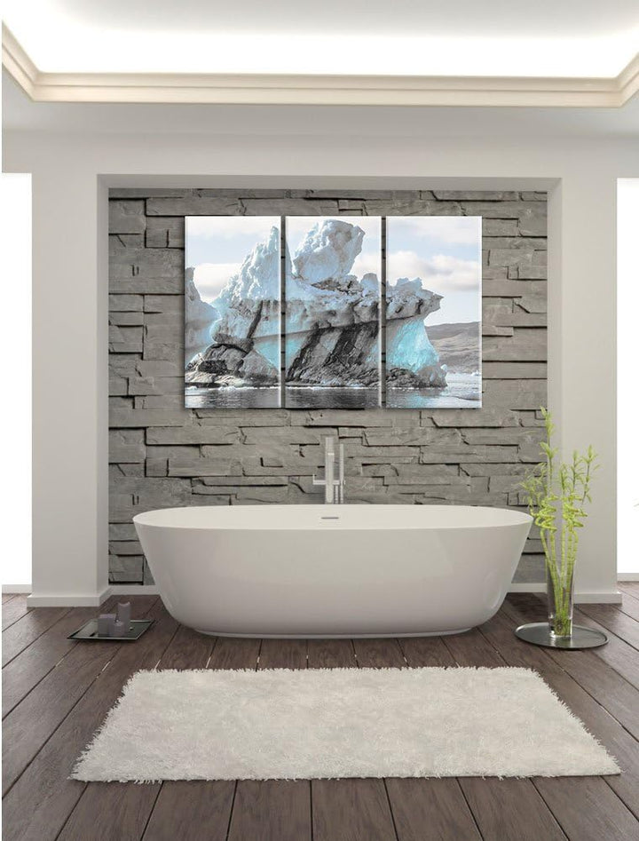 Pixxprint gigantischer Eisberg als Leinwandbild | Grösse: 3 Teilig (120x80) | Wandbild| Kunstdruck |
