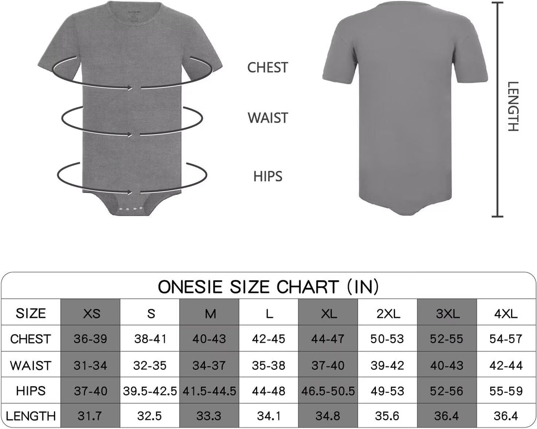 Landofgenie Männer Kurzarm Strampler Pyjama Bodysuit One Piece Strampler Grau XL, Grau XL
