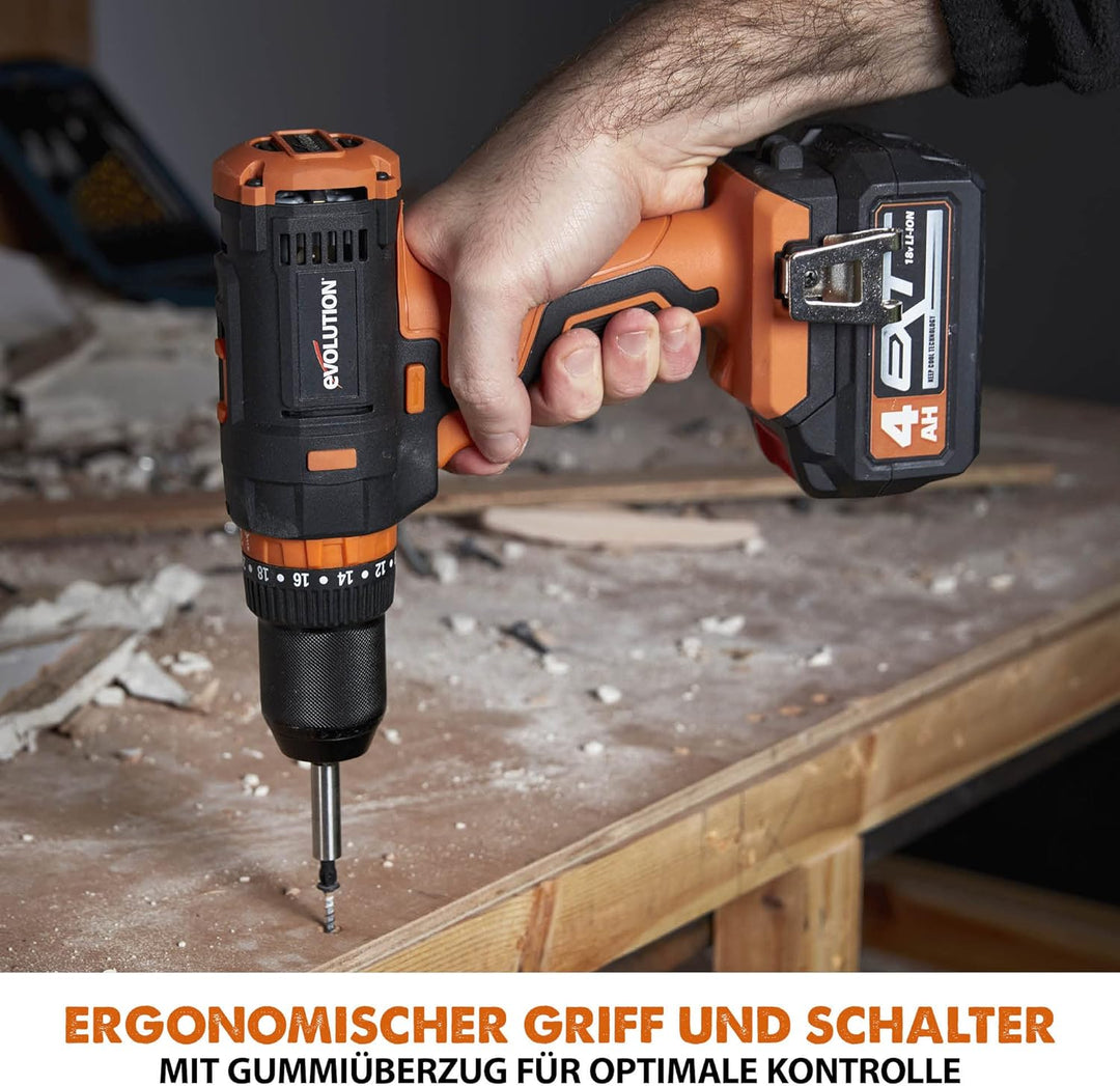 Evolution Power Tools R13CMB-Li Akku-Bohrmaschine mit variabler Drehzahl und Gürtelclip Akku-Bohrmas