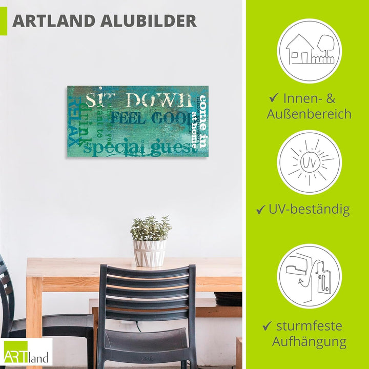 ARTland Wandbild Alu Verbundplatte für Innen & Outdoor Bild 60x30 cm Bilder mit Sprüchen Abstrakt Ku