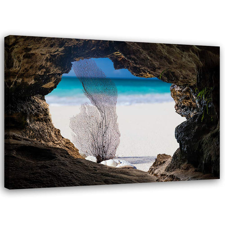 Feeby Leinwandbild XXL 3D Illusion Wandbild Kunst Strand Beige 120x80 cm Leinwandbild 120x80 cm Beig