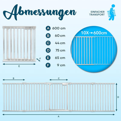 KIDUKU® Kaminschutzgitter mit Tür Metall 600 cm | Absperrgitter Ofenschutzgitter faltbar | Konfigura