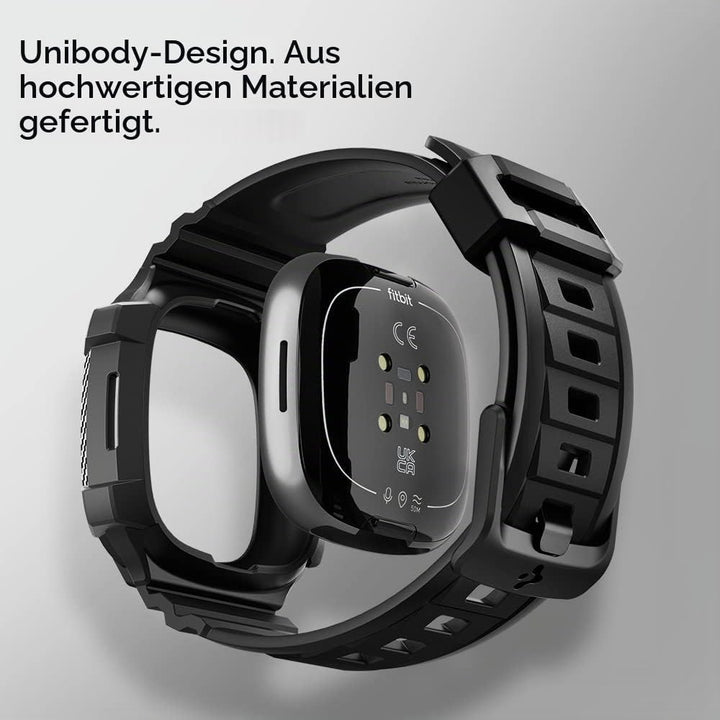 Spigen Rugged Armor Pro Hülle mit Band für Fitbit Versa 4 / Sense 2 | TPU-Unibody-Hülle mit Armband,