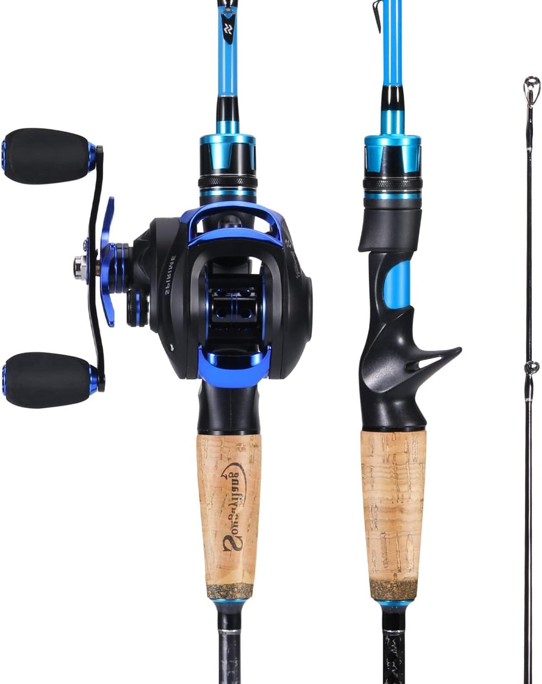 Sougayilang Casting Angelrute und Rollen-Kombi, 1.8m/2.1m MH Angelrute mit Baitcasting Rollen-Kombin