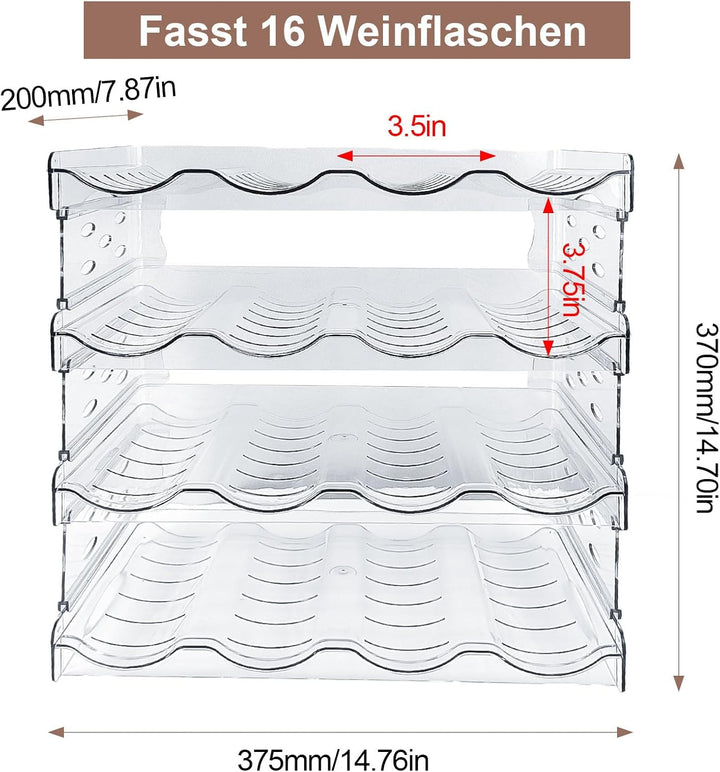 4 Schichten Flaschenregal Kühlschrank, Kann Platziert Werden 16 Flaschen, Kunststoff Material Flasch