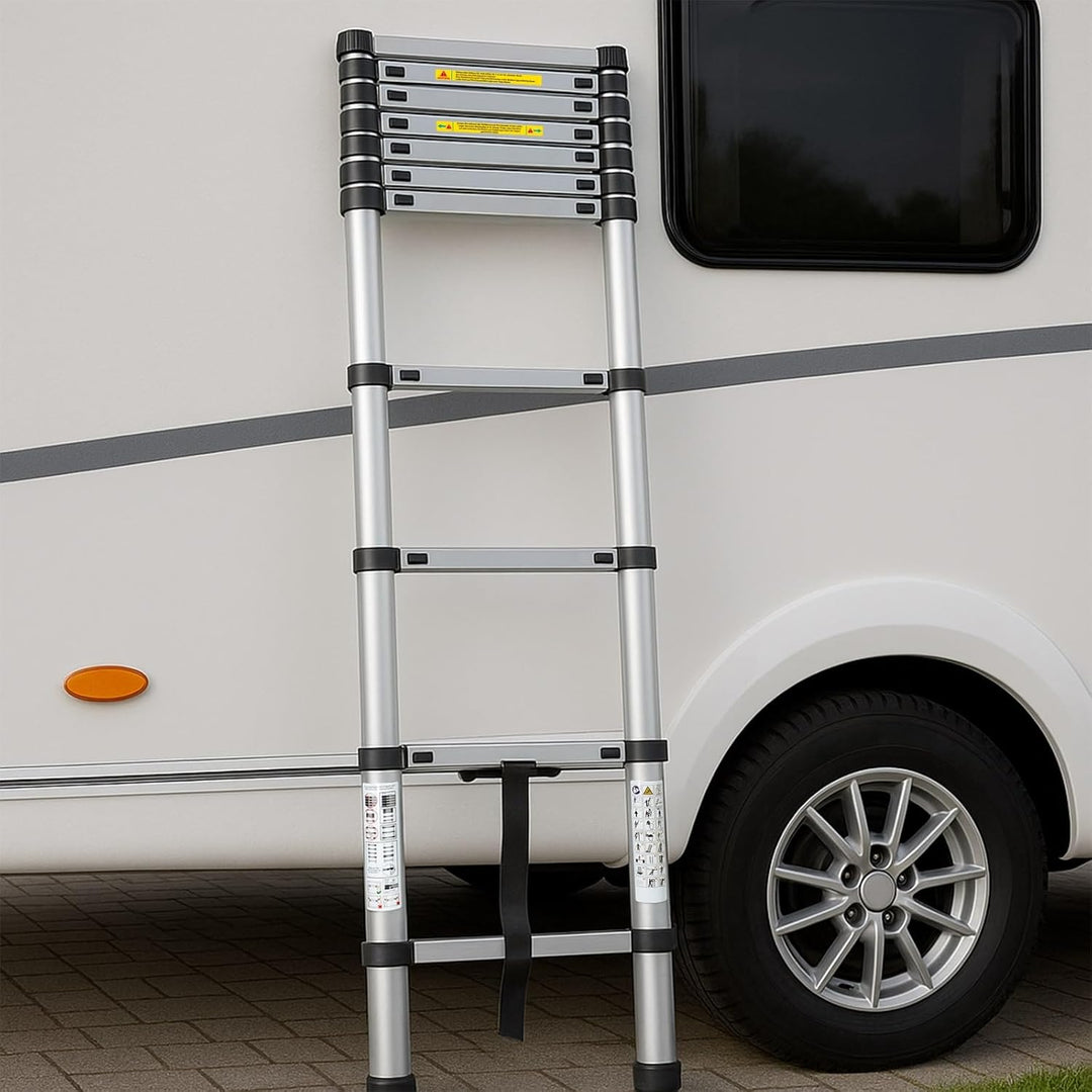 Eaxus® Teleskopleiter 3,2 m | DIN EN 131 | Aluminium Mehrzweckleiter | Ausziehbar mit 11 Stufen | Si