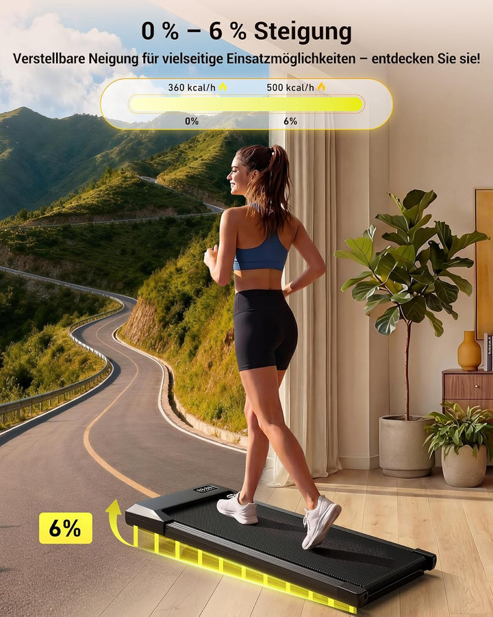 MJWW Raceable Walking Pad mit 6%-9% Steigung, 2.5/3.0 HP Klappbares Laufband für Zuhause &amp; Büro mit