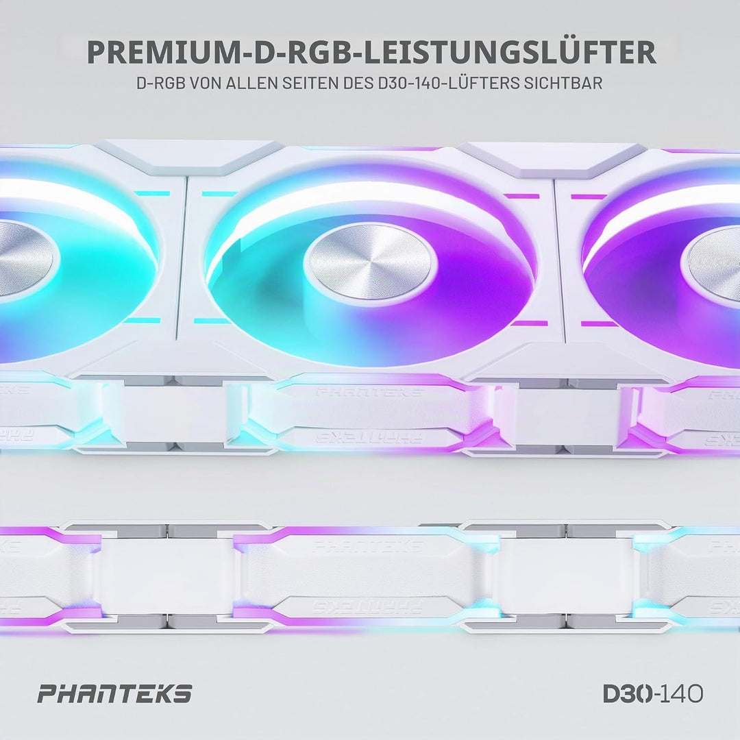 Phanteks D30 PWM Reverse Airflow, D-RGB Lüfter - 140mm, weiss