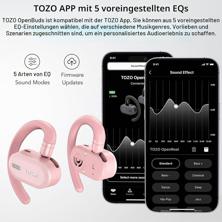TOZO O2 Open Ear Kopfhörer 5.3 Bluetooth Kopfhörer mit DSP Noise Cancelling, 42 Std Kabellose Kopfhö