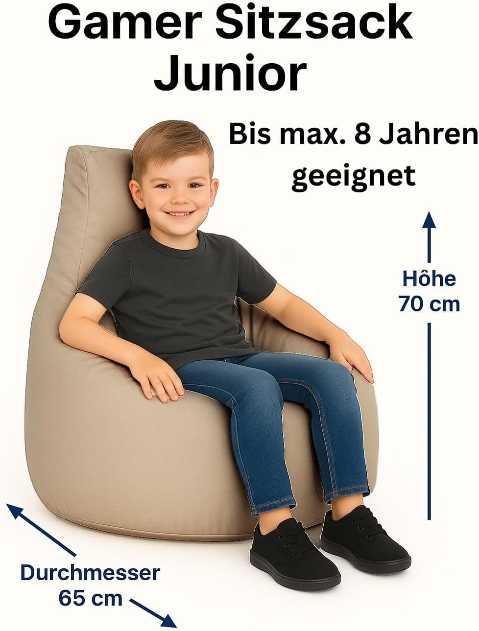 PATCH HOME Gamer Kissen & Lounge Sitzsack – befüllbar mit Reissverschluss, gefüllt mit Styropor, gee