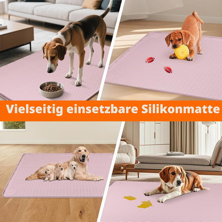 Hundetoilettenunterlagen, 86 x 56 cm grosse Wiederverwendbare Silikonmatte Hundetrainingspads, wasch
