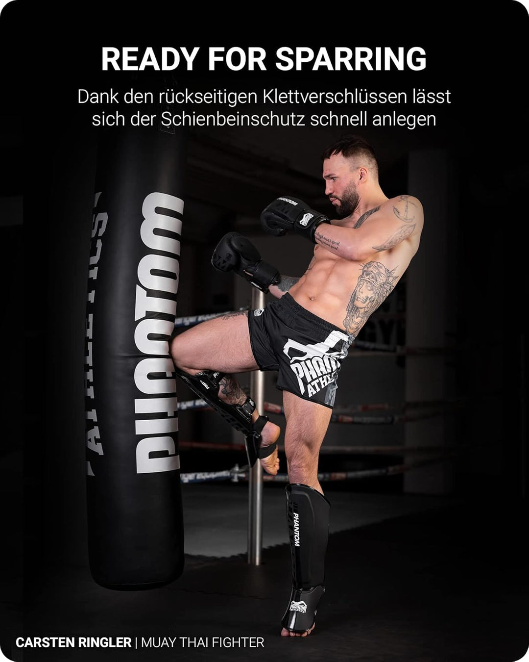 Phantom Schienbeinschoner mit Spannschutz, Kampfsport, MMA, Kickboxen, Muay Thai APEX Striking - Sch
