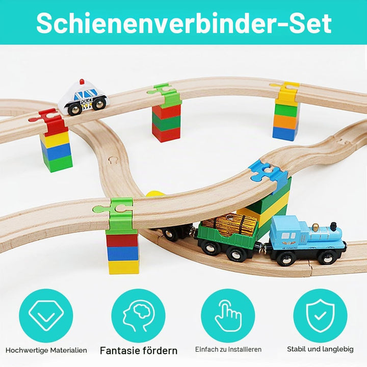 Schienenadapter aus Holz, Holzeisenbahn Schienen Adapter, 28 Stück Connectors Eisenbahn Spielzeug Zu