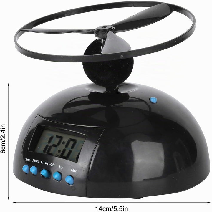 Wecker, Fliegende Uhr, Mini-Rundpropeller-Wecker, LCD-Display, Digitaluhr, weglaufender, rollender H