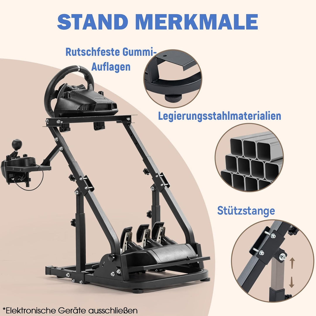 Minneer Racing Wheel Stand Lenkradständer Ultra-stabil 4 Stützarme passend für Logitech G25 G27 G29