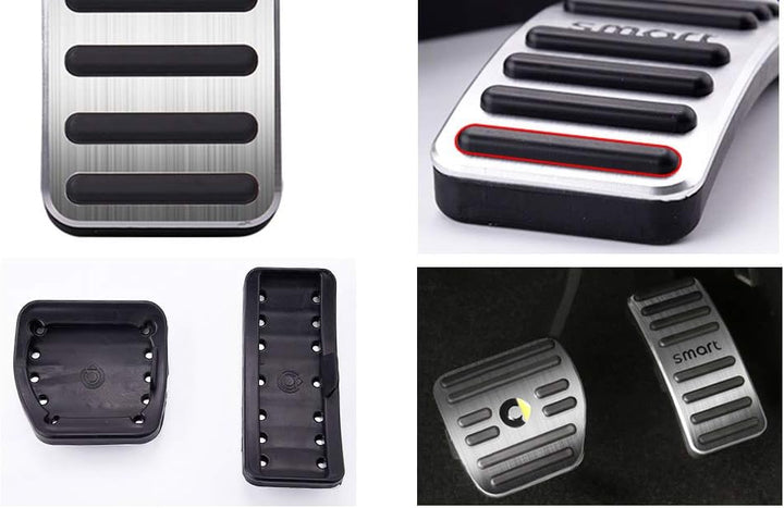 SHIFENG Für Smart 453 Fortwo Forfour Gaspedal Bremspedal Abdeckung Zubehör (Silber, Smart-Logo)