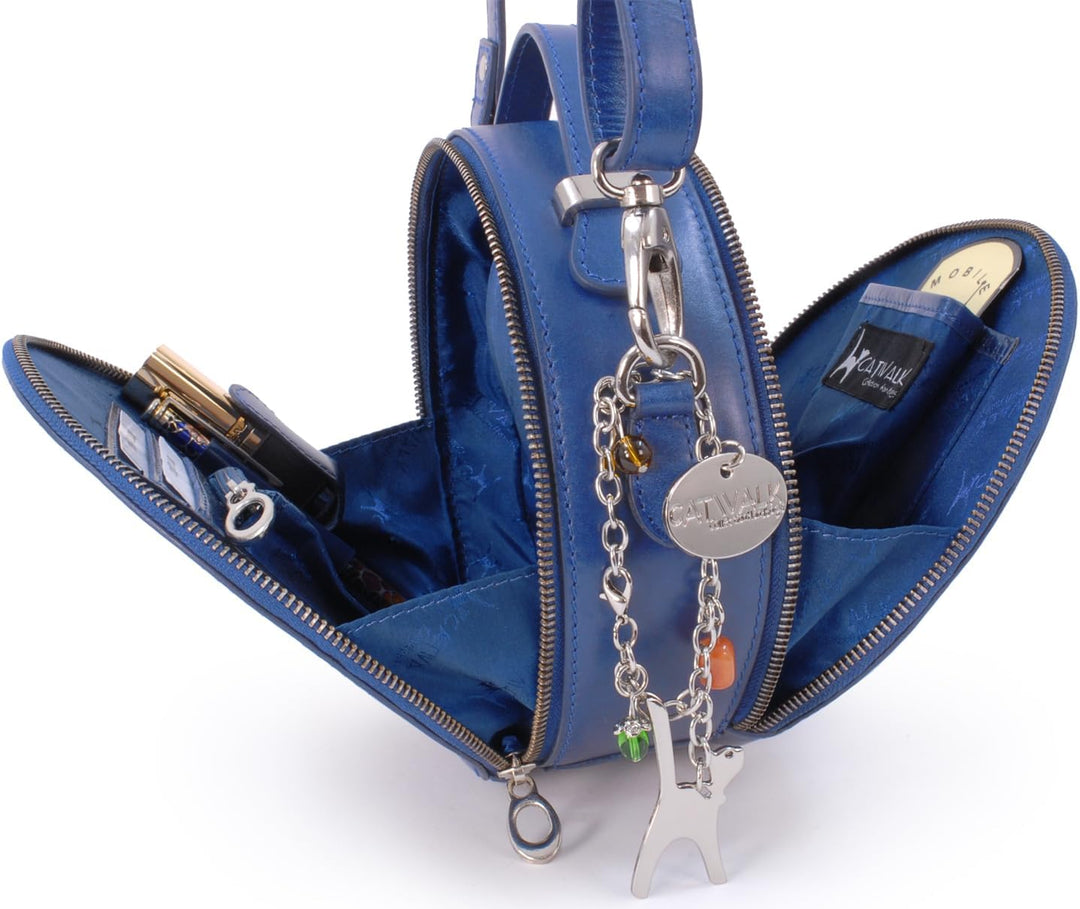 Catwalk Collection Handbags - Saffiano ECHTLEDER - Runde Handtaschen/Umhängetaschen Für Frauen TIFFA