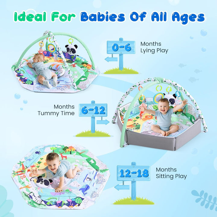 8-in-1 Faltbare Spielbogen Baby Spieldecke Mit Entwicklungszonen,Interaktive Sensorik Spielzeug Mult