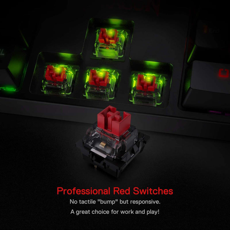 Redragon K582-US SURARA RGB LED-Hintergrundbeleuchtete QWERTY Mechanische Gaming-Tastatur mit 104 Ta