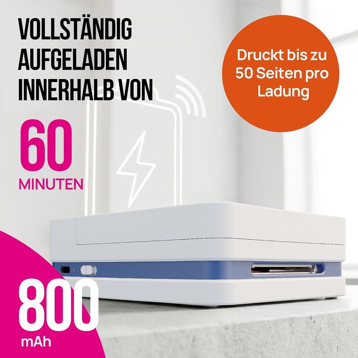 Nelko Fotodrucker PP01 Farbe Tragbarer Mini Fotodrucker für Smartphone mit 20 Fotopapier, Tintenstra