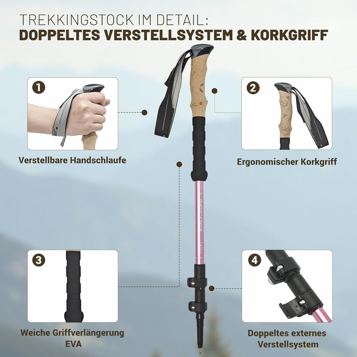 Nordic Walking Stöcke für Damen und Herren, 2PC wanderstöcke teleskop faltbar, Hochwertige Walking S