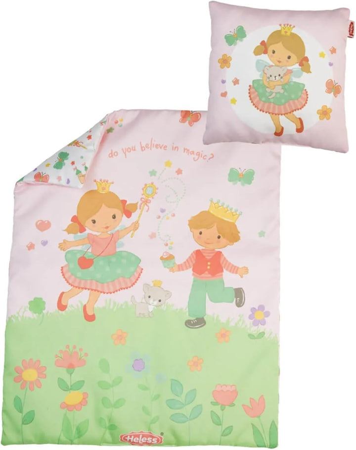 Heless 5000 - Puppenbettwäsche ''Prinzessin Emily'', in Rosa, mit Bettdecke (44 x 34 cm) und Kissen