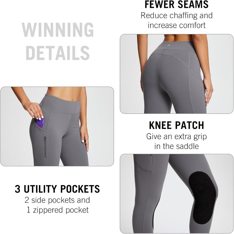 BALEAF Damen Reithose Winter Reitleggings Kniebesatz wasserabwiesend Thermoleggings gefüttert mit Ha