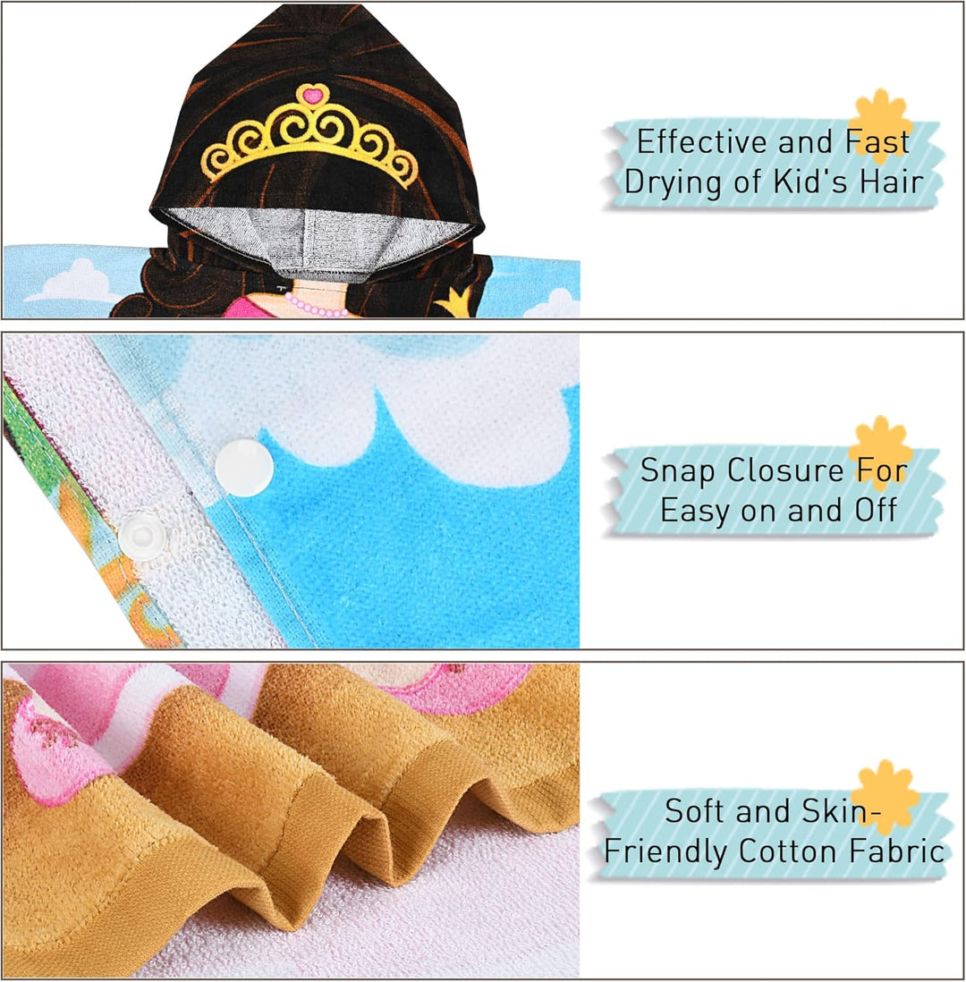 Kato Tirrinia 100% Baumwolle Badeponcho Strandtuch 90-120cm Mädchen Kinder, Absorbierender Bademante