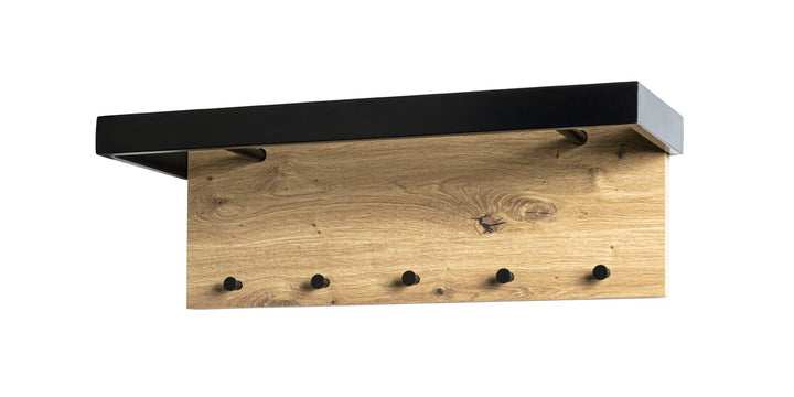 HAKU Möbel Wandgarderobe, MDF, eiche-schwarz, B 70 x T 25 x H 24 cm 70 x 25 x 24 Eiche-schwarz, 70 x