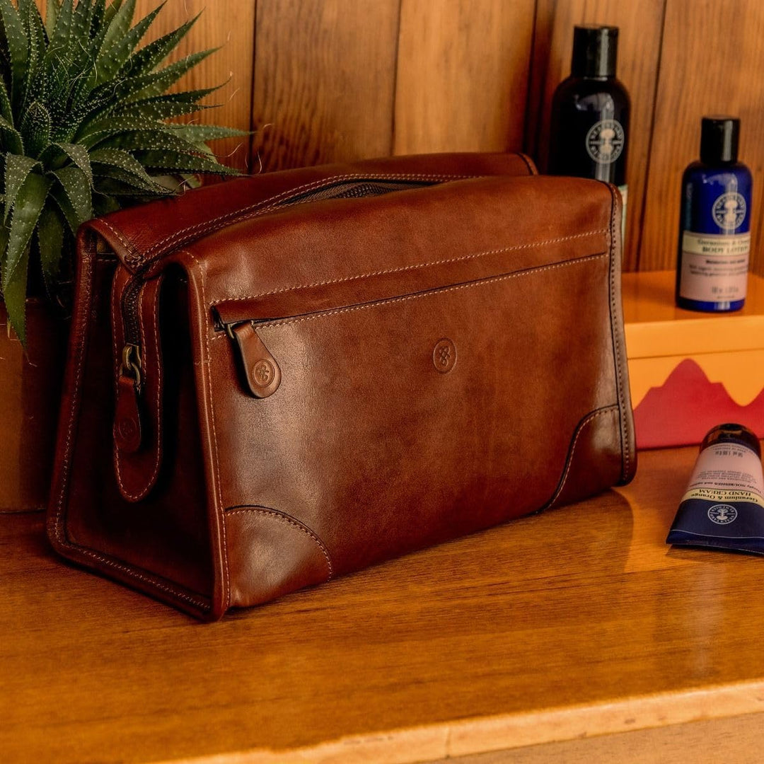 Maxwell Scott - Herren Luxus Leder grosse Kulturtasche Dopp Kit - Handgefertigt aus italienischen Vo