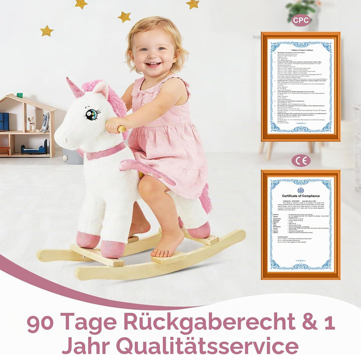 FUNLIO Einhorn-Schaukelpferd für Babys, Regenbogenfee-Einhorn-Schaukelpferd für Kleinkinder 1-3 Jahr