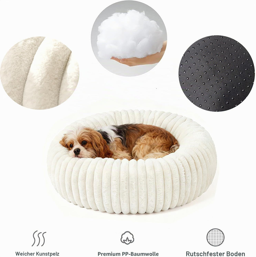 SHJOEE Flauschig Haustierbett Waschbar Hundebett Katzenbett Rund Donut Hundekorb Indoor Katzenkissen
