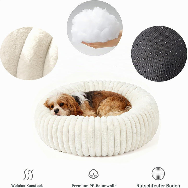 SHJOEE Flauschig Haustierbett Waschbar Hundebett Katzenbett Rund Donut Hundekorb Indoor Katzenkissen