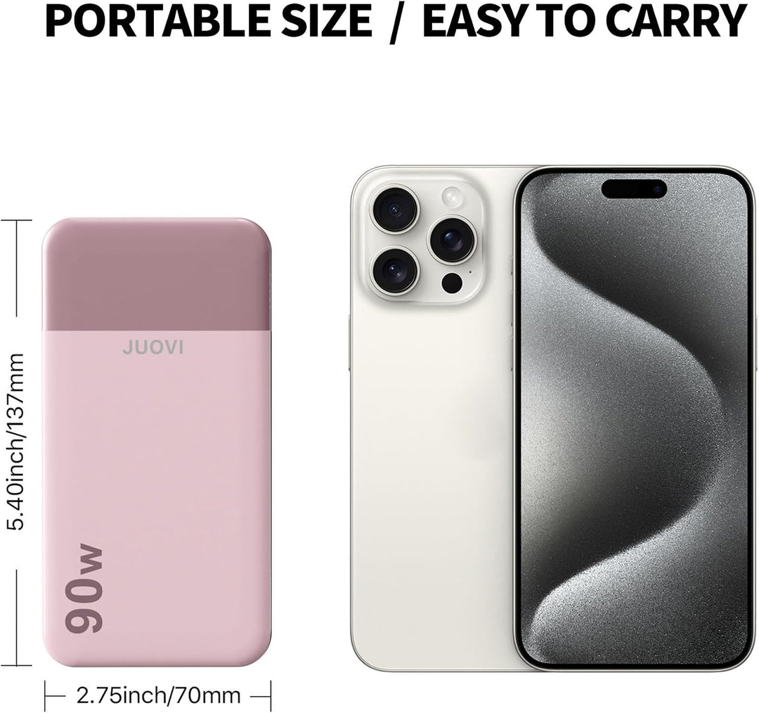 JUOVI Laptop Power Bank, 90W 20000mAh USB C Tragbarer Ladegerät Powerbank | Externe Handyakkus Schne