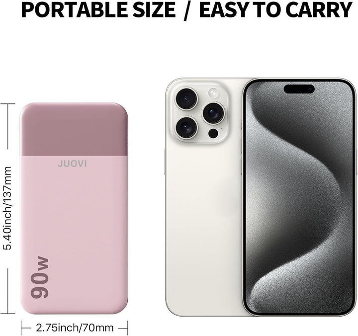 JUOVI Laptop Power Bank, 90W 20000mAh USB C Tragbarer Ladegerät Powerbank | Externe Handyakkus Schne