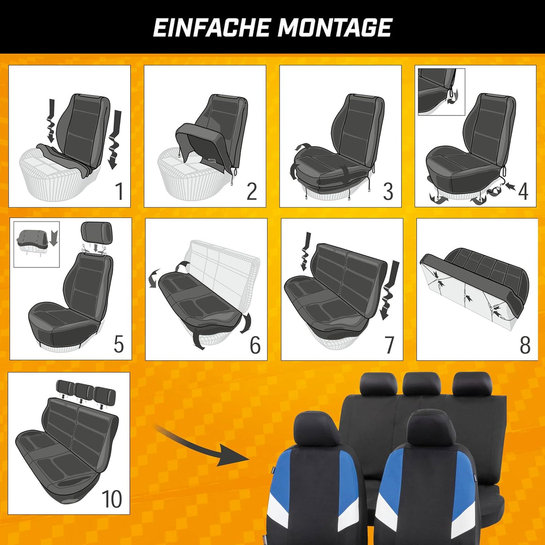 Walser Auto-Sitzbezug Cala Komplettset, Universal PKW-Sitzbezüge 4-teilig, Auto-Schonbezüge, 2 Vorde