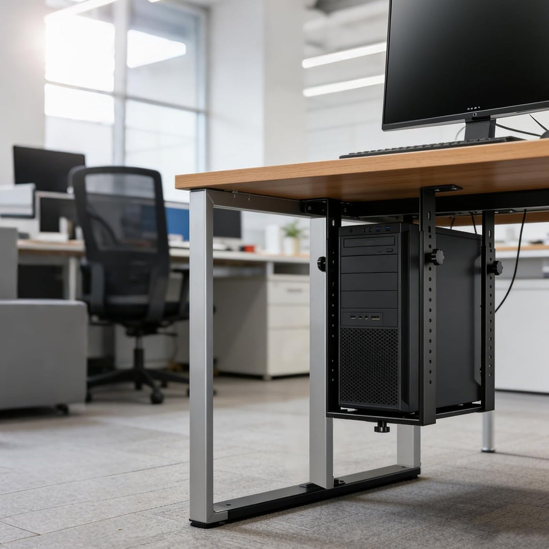 PC Halterung Unter Schreibtisch, Verstellbare Computerhalterung Schreibtisch für meisten PC Gehäuse,