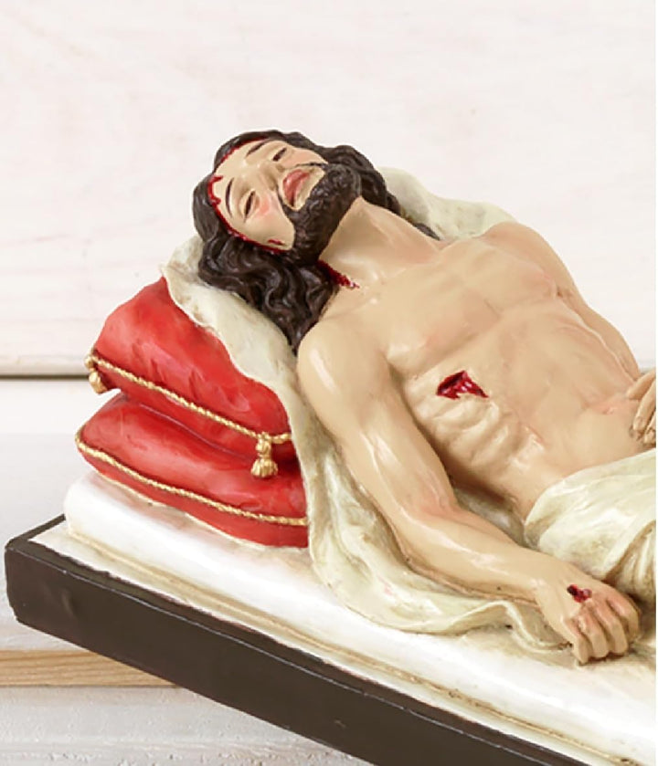Paben Articoli Religiosi Statua Cristo Morto disteso su letto Presepe Pasquale lung. cm. 20