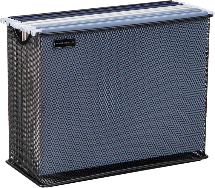 Mind Reader Vertical Storage Basket, Letter Size, Hanging Files or Folders and Magazines, Desktop Or