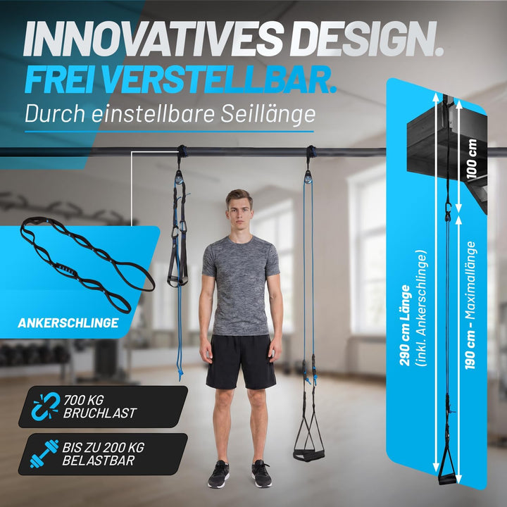 aerobis® aeroSling Elite Schlingentrainer | Sling Trainer Ganzkörpertraining mit Umlenkrolle, Türank