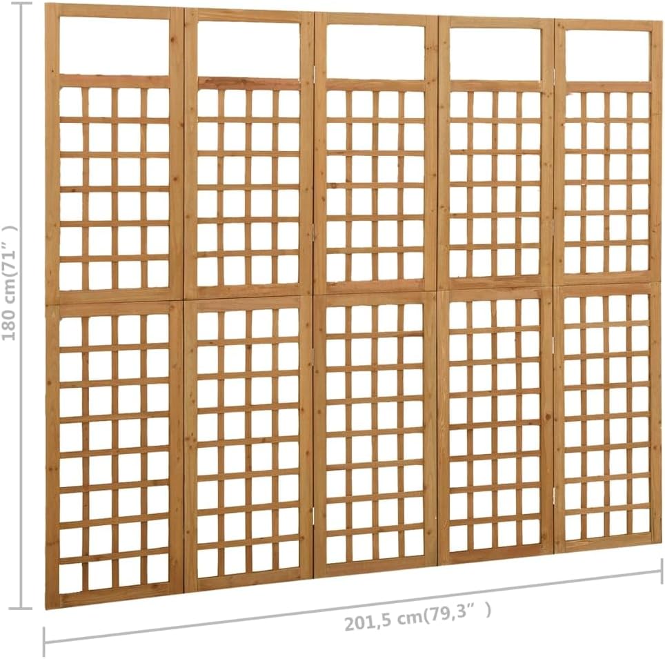 vidaXL Tannenholz Massiv Paravent Spalier 5-TLG. Rankhilfe Raumtrenner Raumteiler Trennwand Umkleide