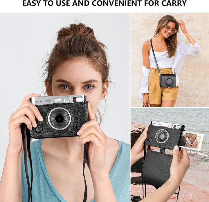 HIYQIN Fuji Mini Evo Kamera Tasche mit Fotoalbum/Zubehör - Schützende Ledertasche Kompatibel mit Fuj